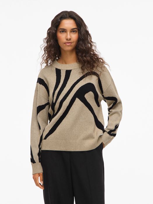 Vila VILA Moderner Pullover mit abstraktem grafischem Design – Braun, Bild 12