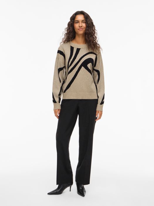 Vila VILA Moderner Pullover mit abstraktem grafischem Design – Braun, Bild 10