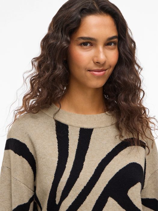 Vila VILA Moderner Pullover mit abstraktem grafischem Design – Braun, Bild 9