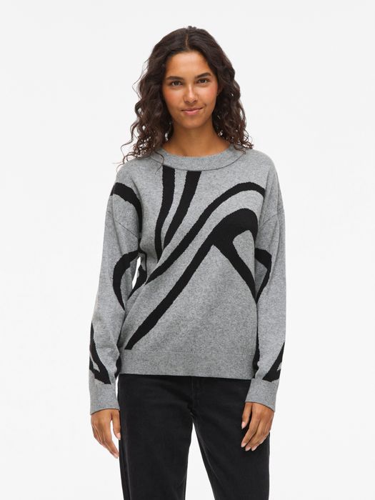Vila VILA Moderner Pullover mit abstraktem grafischem Design – Braun, Bild 6