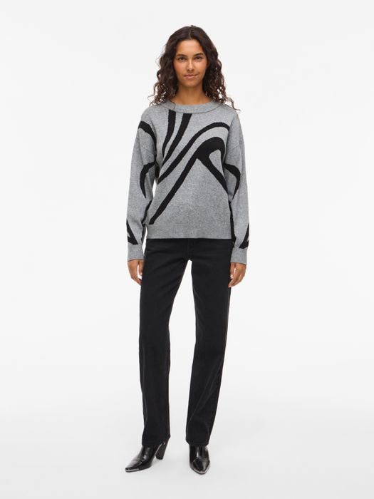 Vila VILA Moderner Pullover mit abstraktem grafischem Design – Braun, Bild 5
