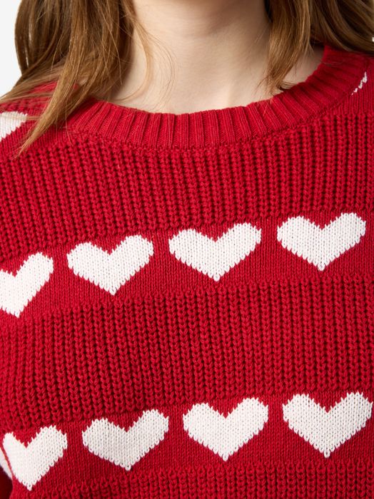 Noisy May NOISY MAY Pullover mit Herzmuster und Rundhalsausschnitt – Rot, Bild 3