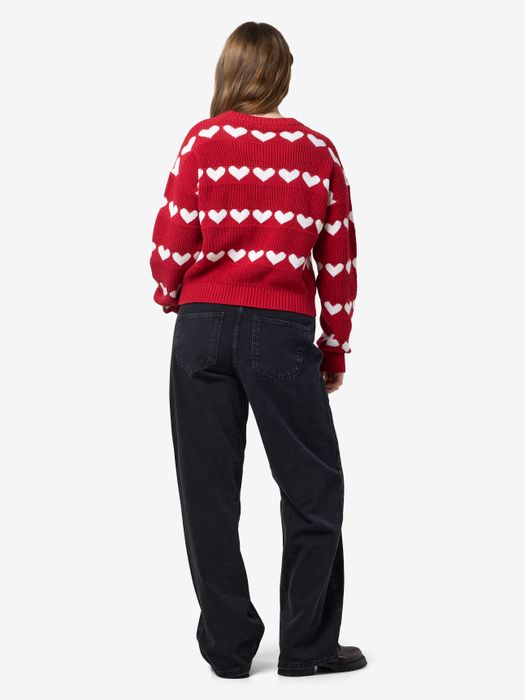 Noisy May NOISY MAY Pullover mit Herzmuster und Rundhalsausschnitt – Rot, Bild 6