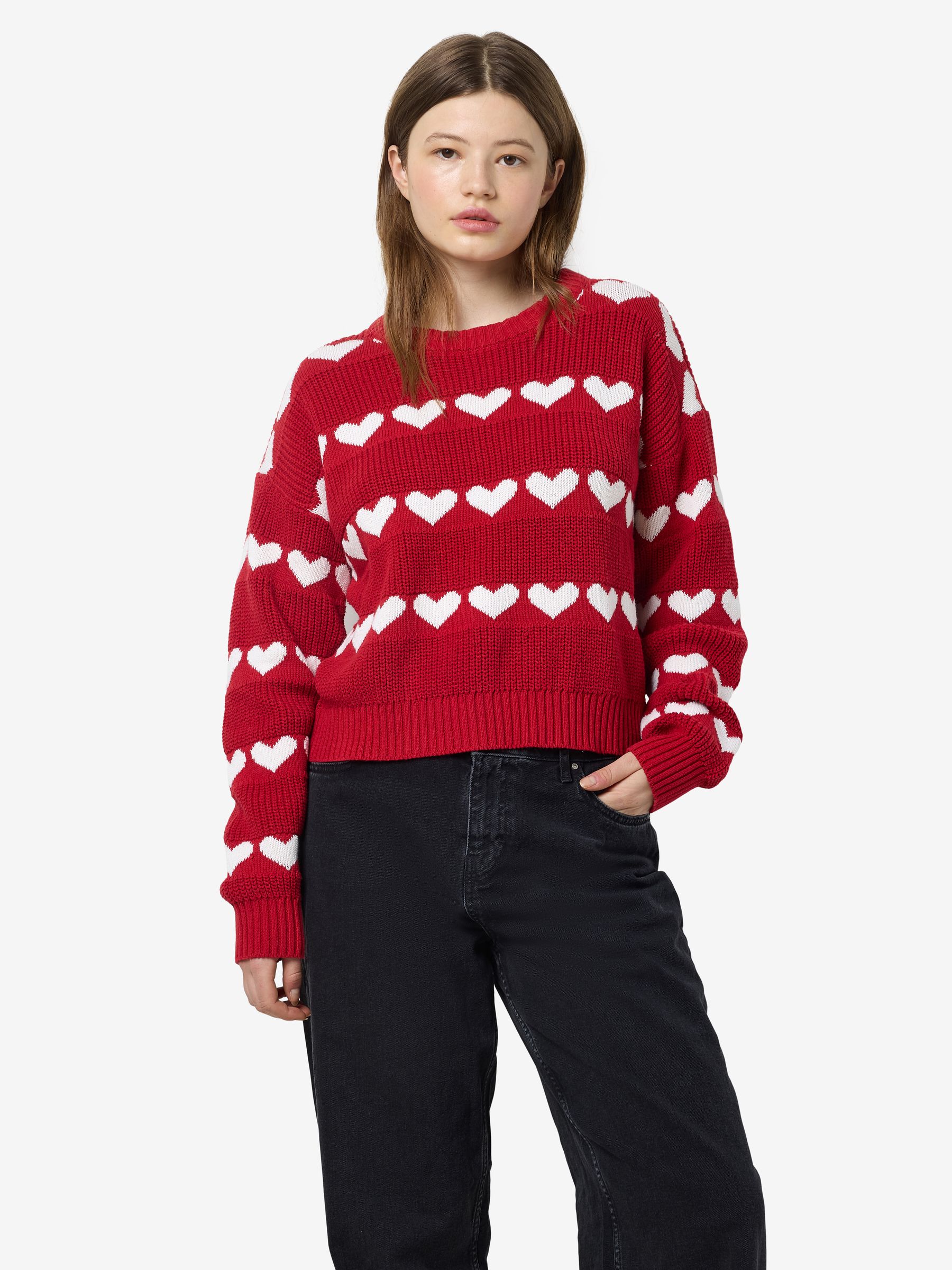 Noisy May NOISY MAY Pullover mit Herzmuster und Rundhalsausschnitt – Rot, Bild 2
