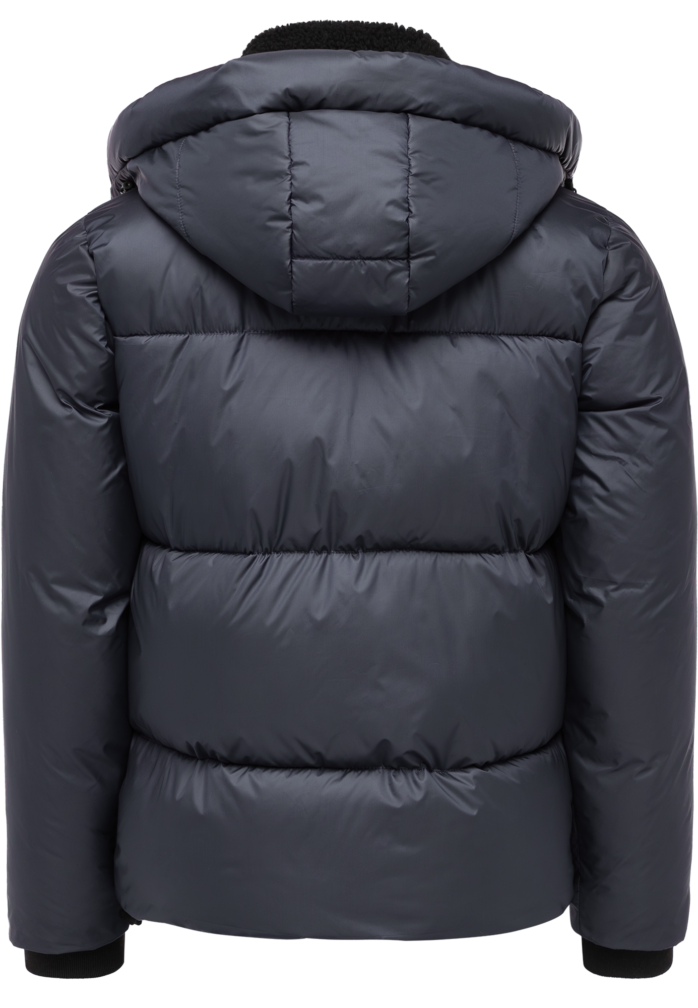 Winterjacke mit Kapuze glänzend Fleecekragen und Reißverschlusstaschen Winterjacke mit Kapuze glänzend Fleecekragen und Reißverschlusstaschen