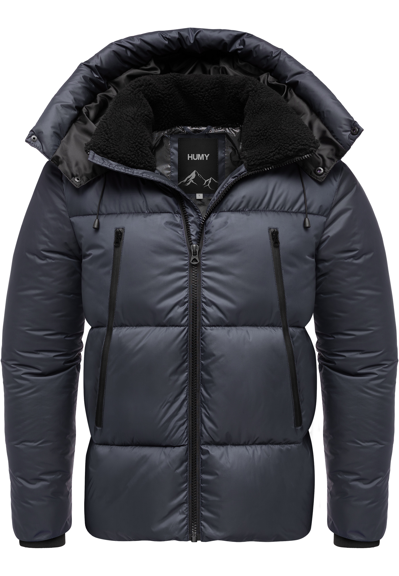 Humy HUMY Winterjacke mit Kapuze glänzend Fleecekragen und – Navy, Bild 1