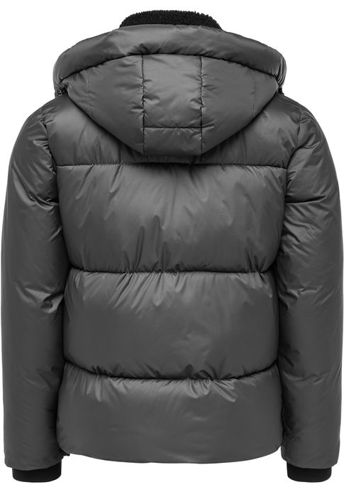 Humy HUMY Winterjacke mit Kapuze glänzend Fleecekragen – Grau, Bild 3