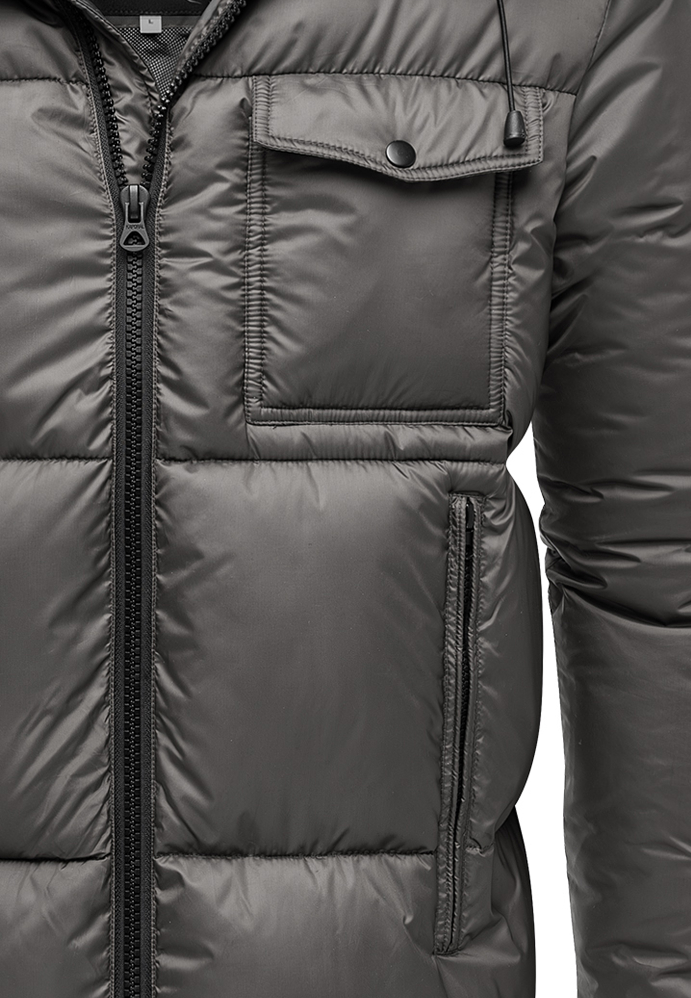 Humy HUMY Winterjacke mit Kapuze glänzend Fleecekragen – Grau, Bild 2
