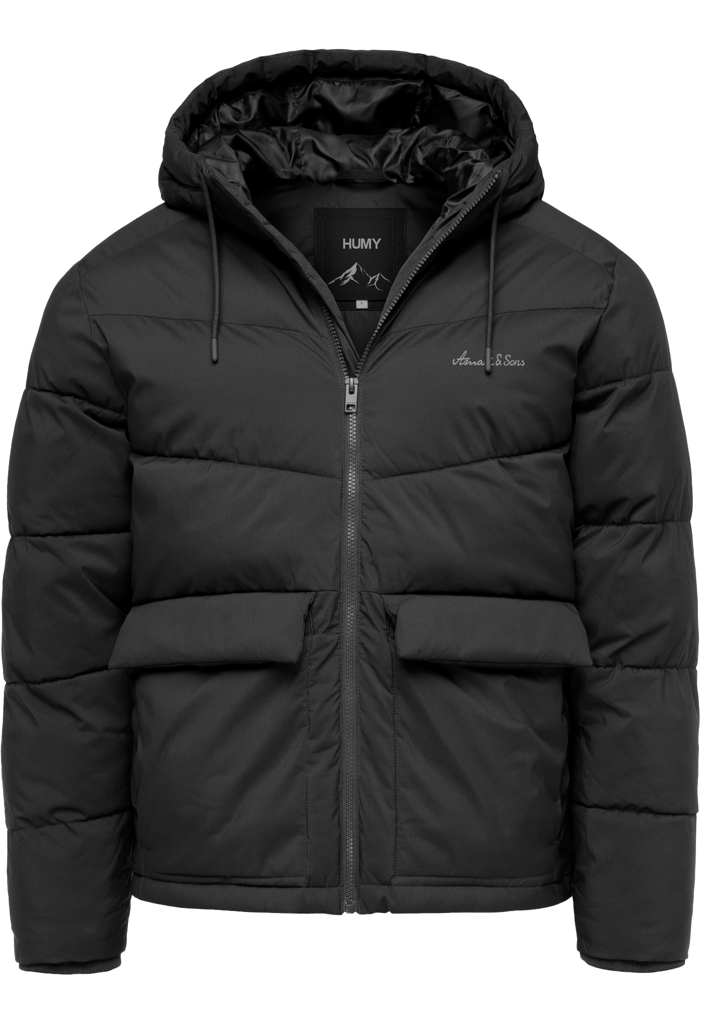 Humy HUMY Winterjacke mit Kapuze gesteppte Form Gefüttert Warm – Schwarz, Bild 1