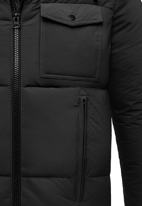 HUMY Winterjacke mit Kapuze warm gefüttert, Farbe: Schwarz