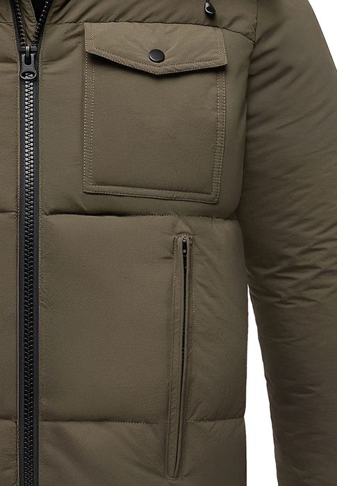 HUMY Winterjacke mit Kapuze warm gefüttert, Farbe: Olive