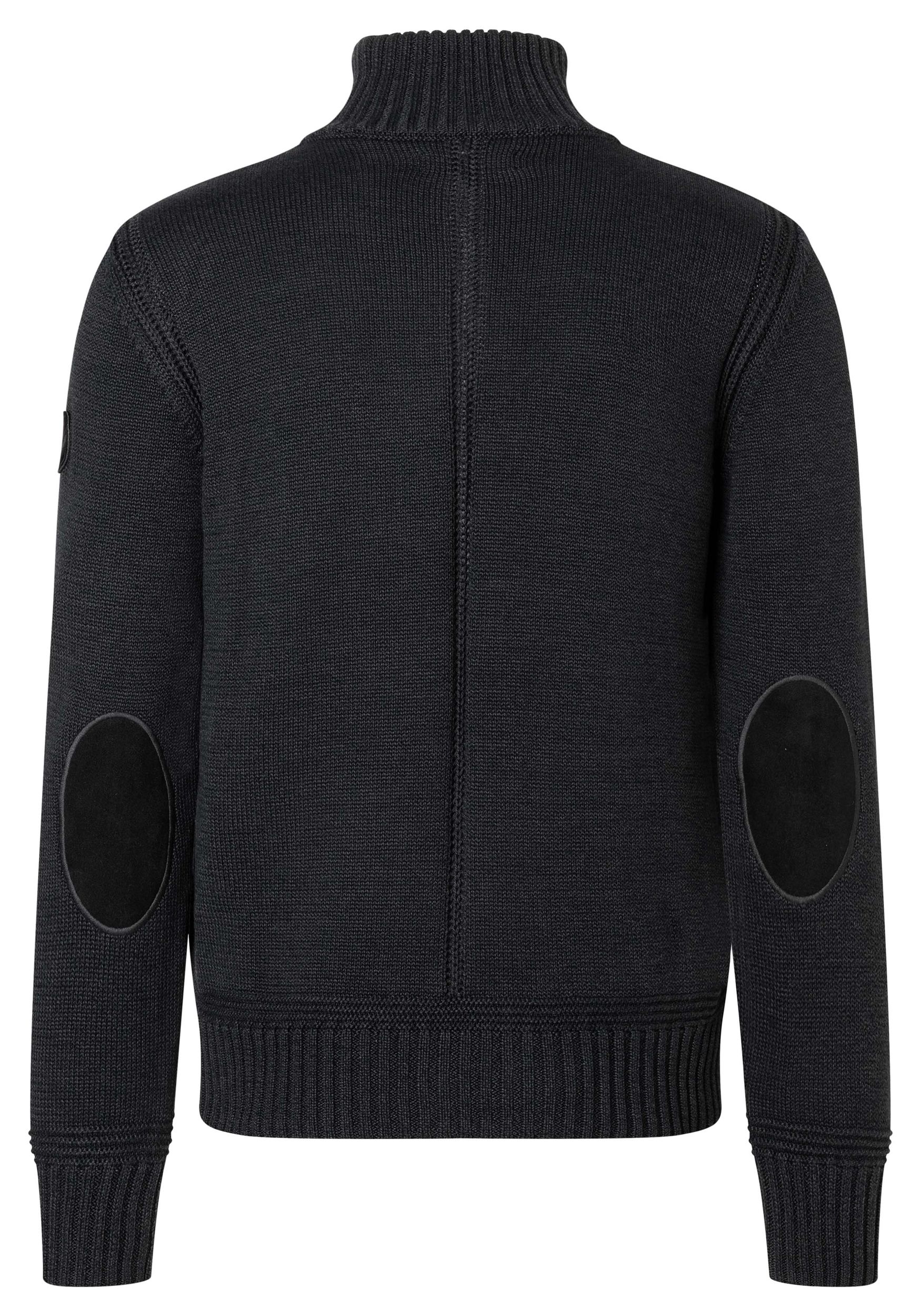 Rollkragen-Pullover mit Reißverschluss Ellenbogen-Patches Rollkragen-Pullover mit Reißverschluss Ellenbogen-Patches