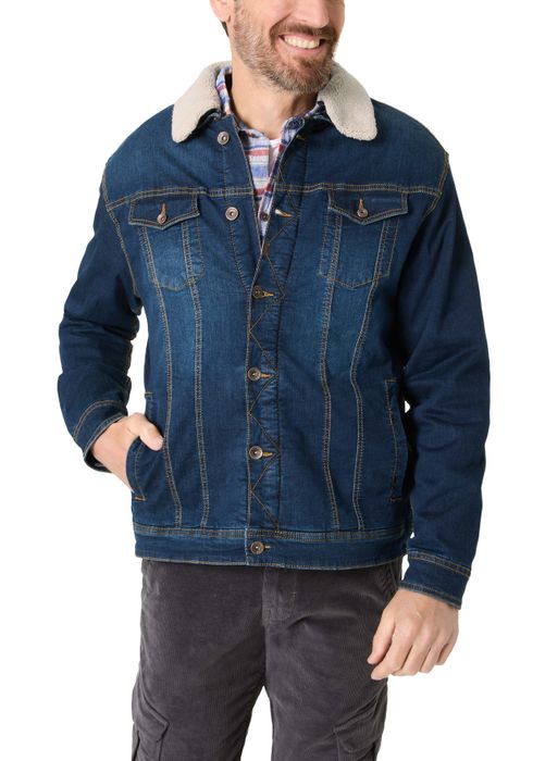 Timezone Timezone Lässige Jeansjacke mit Knopfleiste und Teddykragen – Dunkelblau, Bild 3