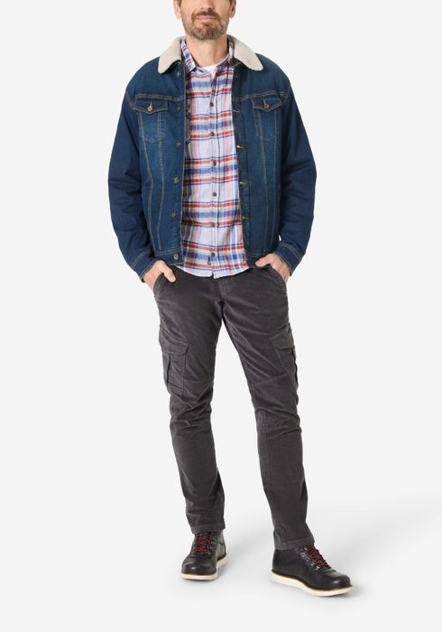 Timezone Timezone Lässige Jeansjacke mit Knopfleiste und Teddykragen – Dunkelblau, Bild 4