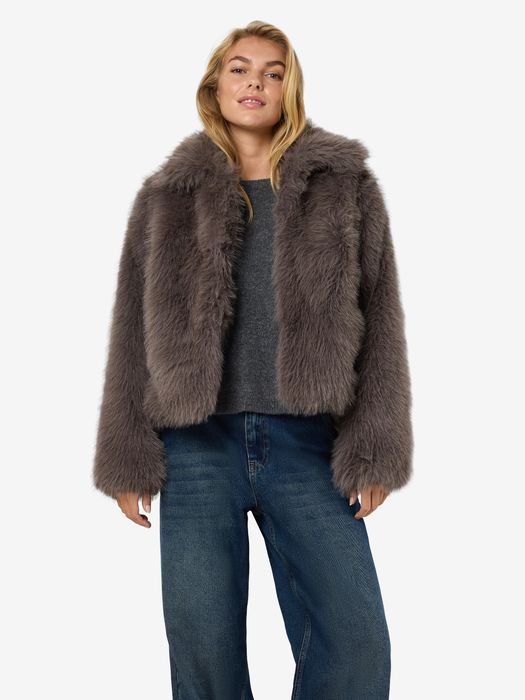 NOISY MAY Flauschige Jacke mit luxuriösem Design perfekt für, Farbe: Grau-2