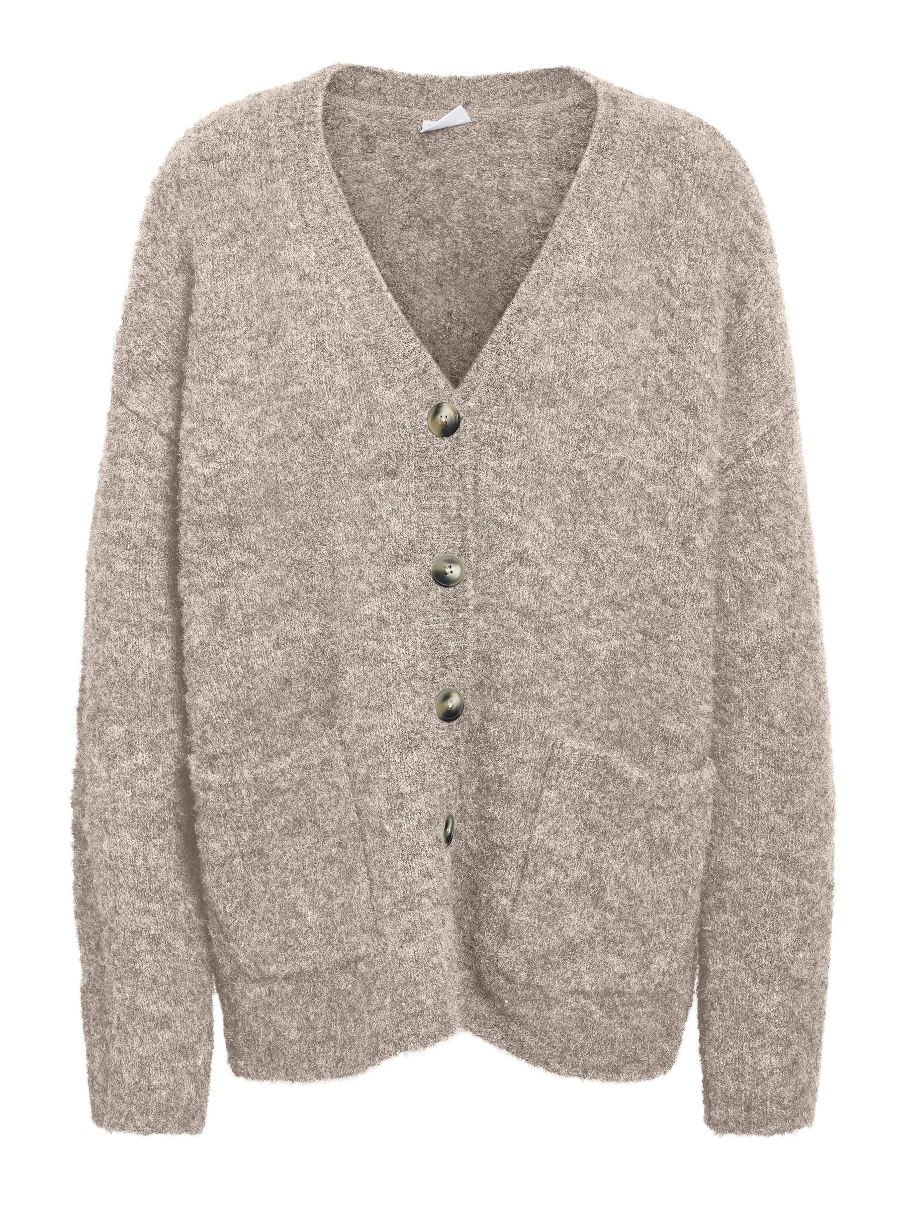 27034806_4791858.jpg Gemütlicher langärmeliger Knit Cardigan mit Knöpfen
