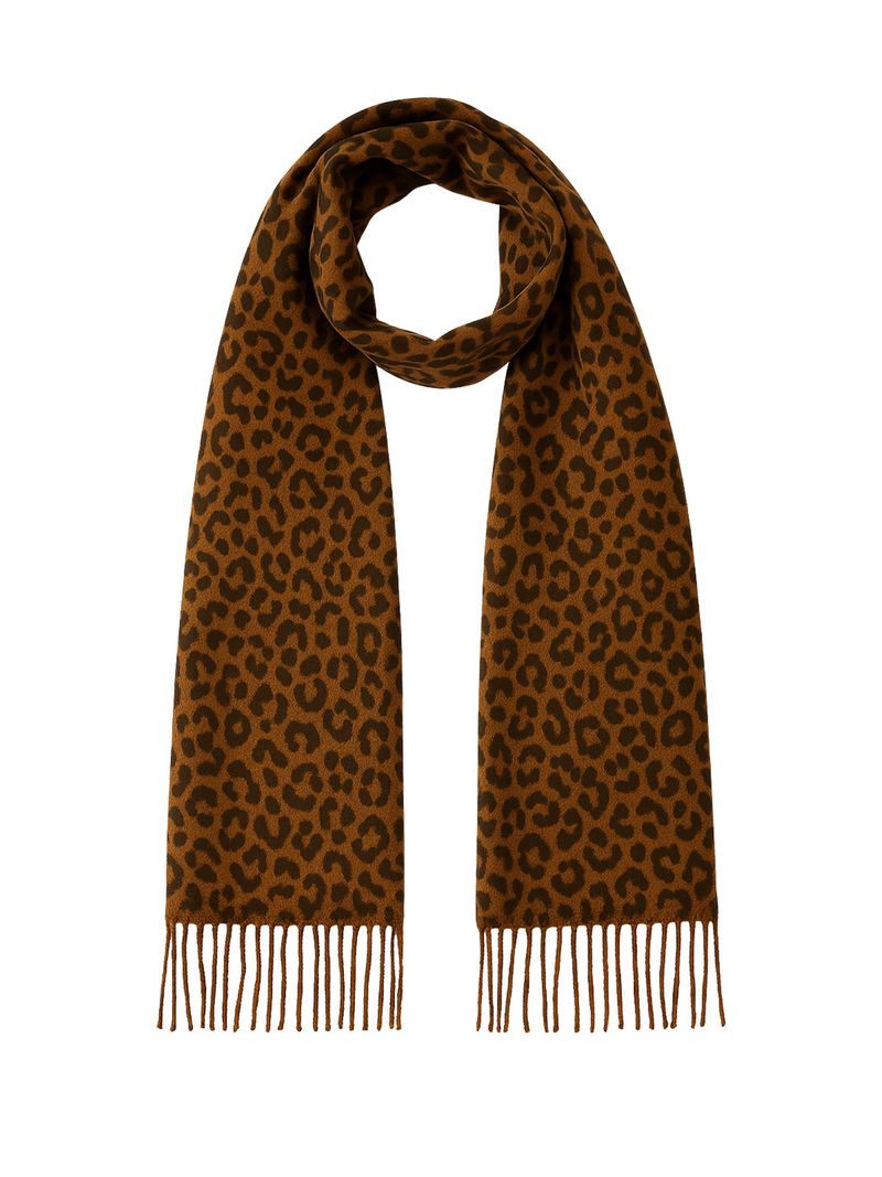 Faera Schal mit Leopardenmuster Fransen weich und angenehm – Braun, Bild 1