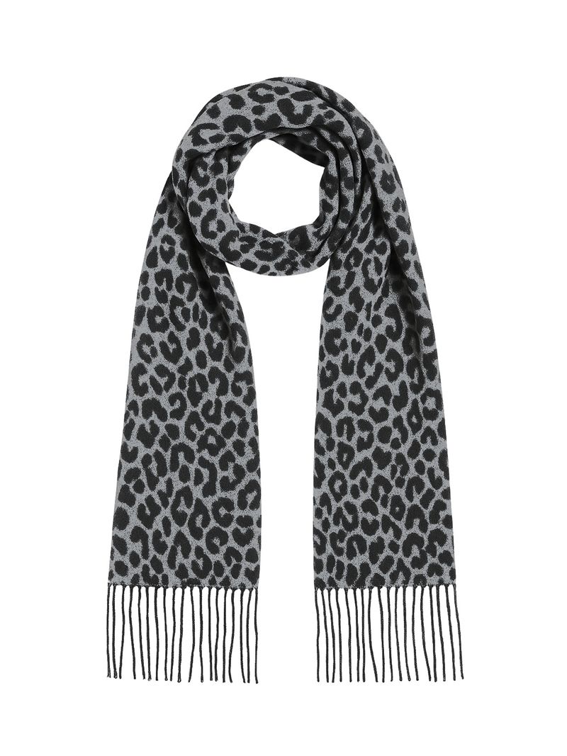Faera Schal mit Leopardenmuster Fransen weich und angenehm – Schwarz, Bild 1