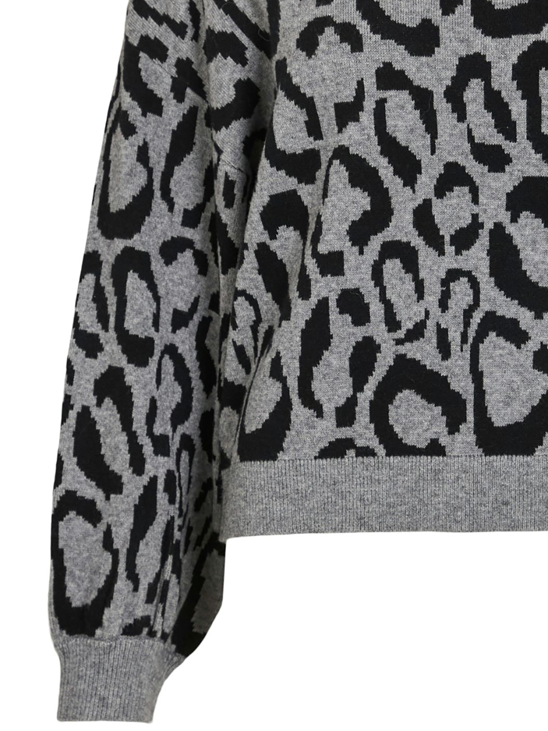 Leopardenmuster Strickpullover Rundhalsausschnitt Leopardenmuster Strickpullover Rundhalsausschnitt