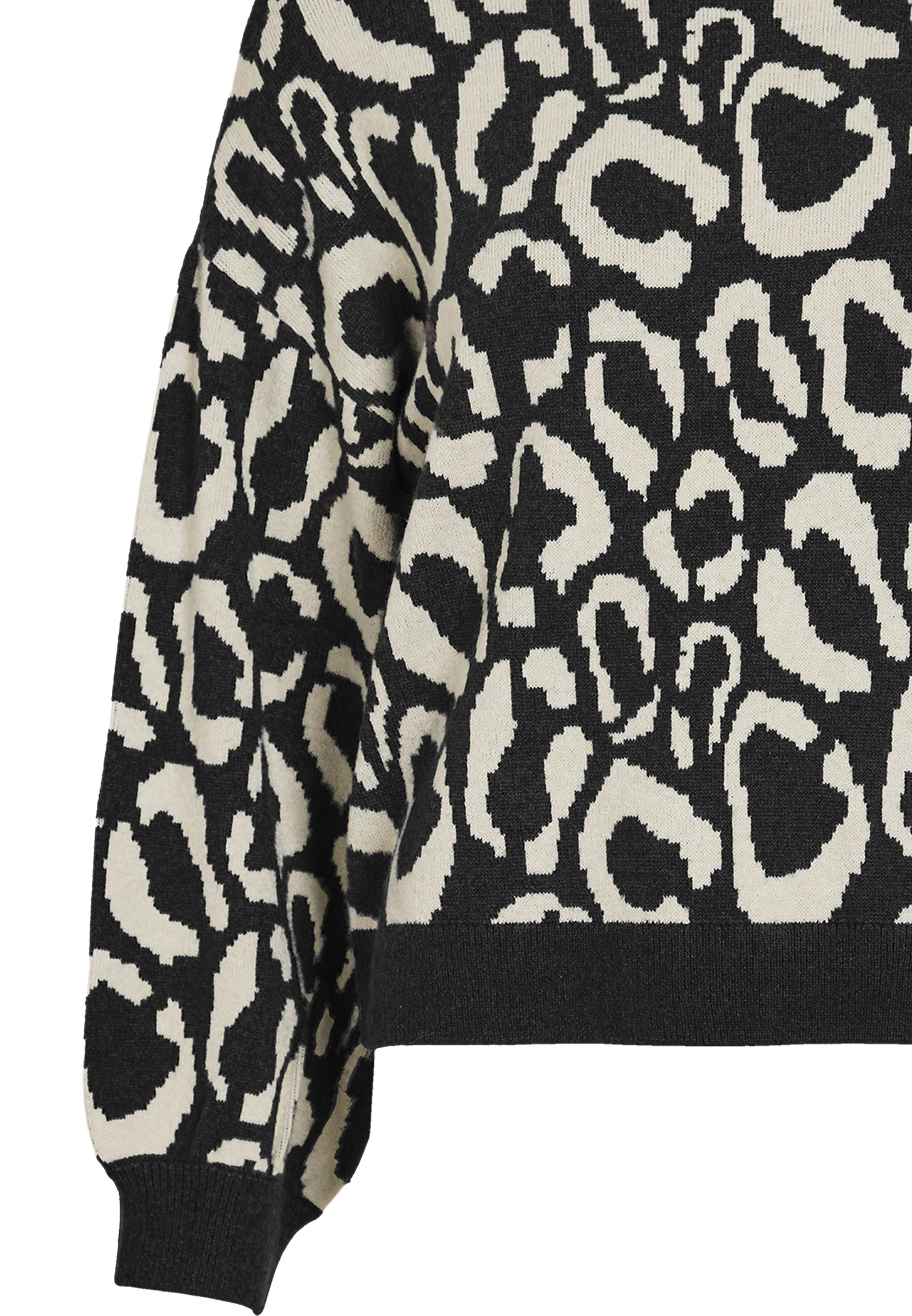 Leopardenmuster Strickpullover Rundhalsausschnitt Leopardenmuster Strickpullover Rundhalsausschnitt