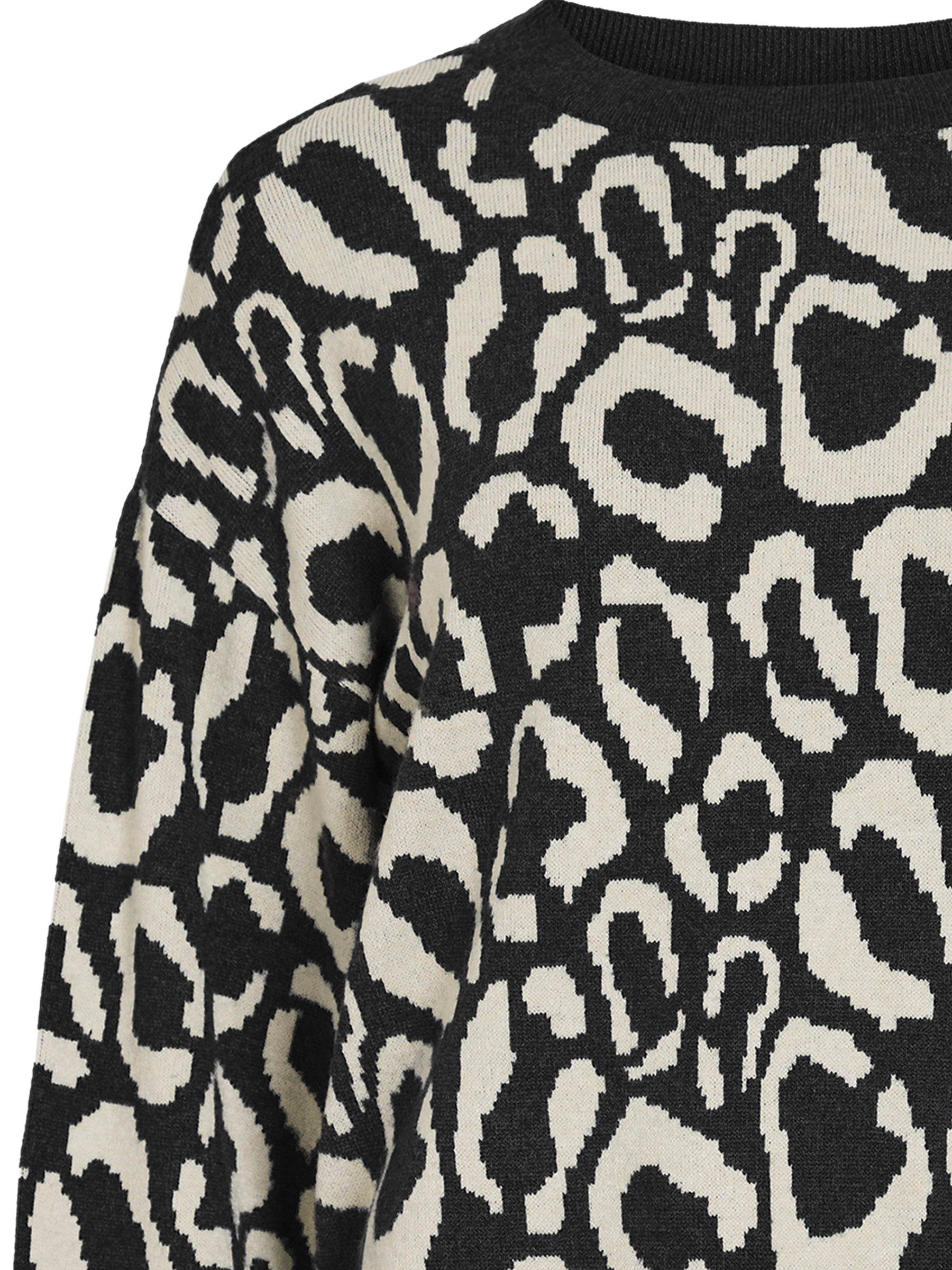 Leopardenmuster Strickpullover Rundhalsausschnitt Leopardenmuster Strickpullover Rundhalsausschnitt