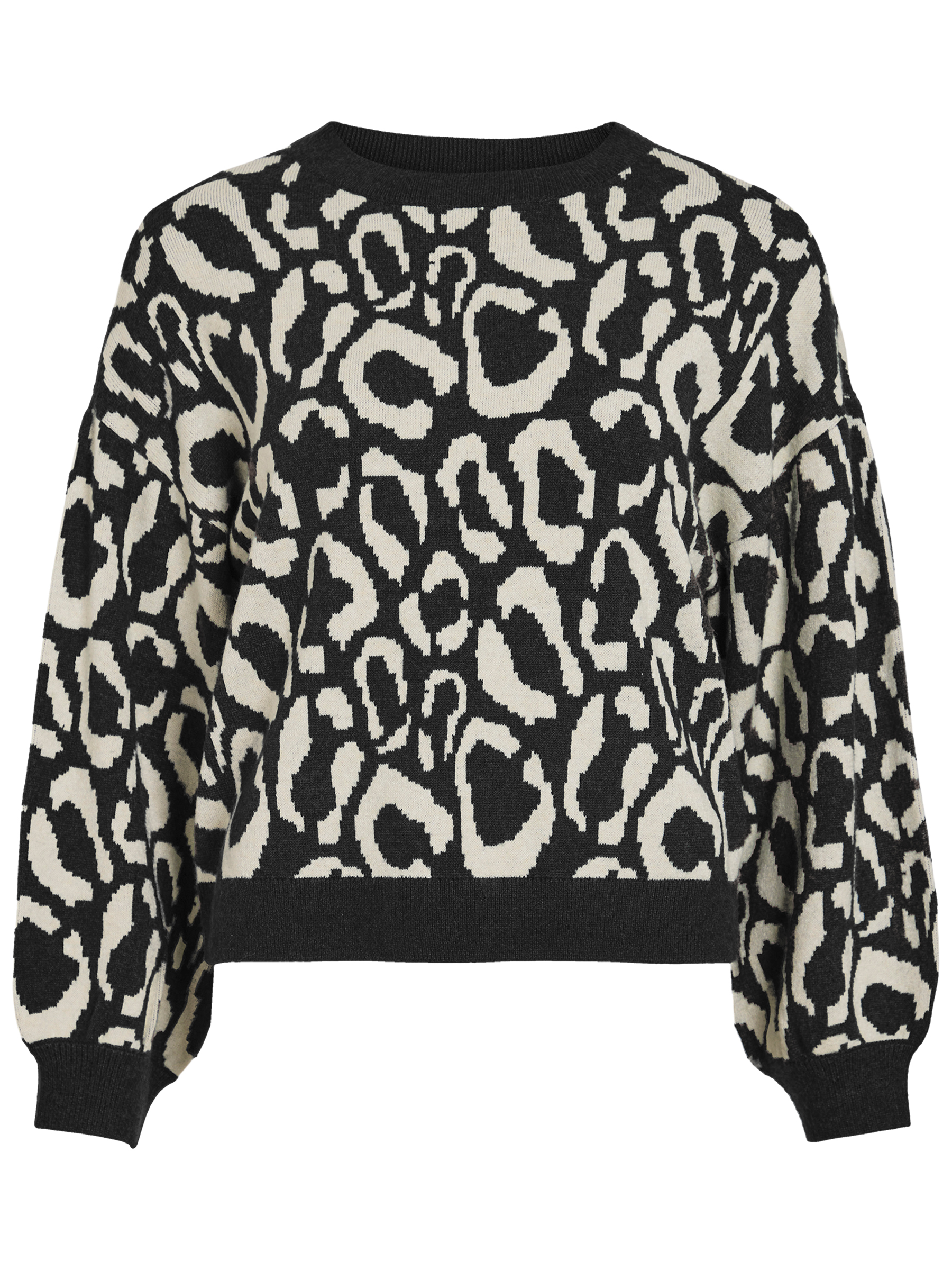 Leopardenmuster Strickpullover Rundhalsausschnitt Leopardenmuster Strickpullover Rundhalsausschnitt