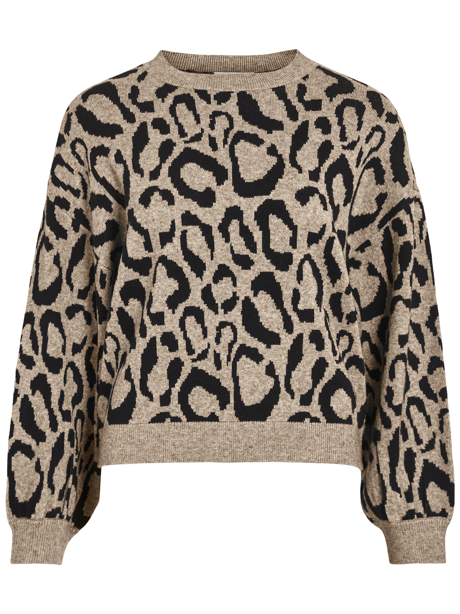 Leopardenmuster Strickpullover Rundhalsausschnitt Leopardenmuster Strickpullover Rundhalsausschnitt