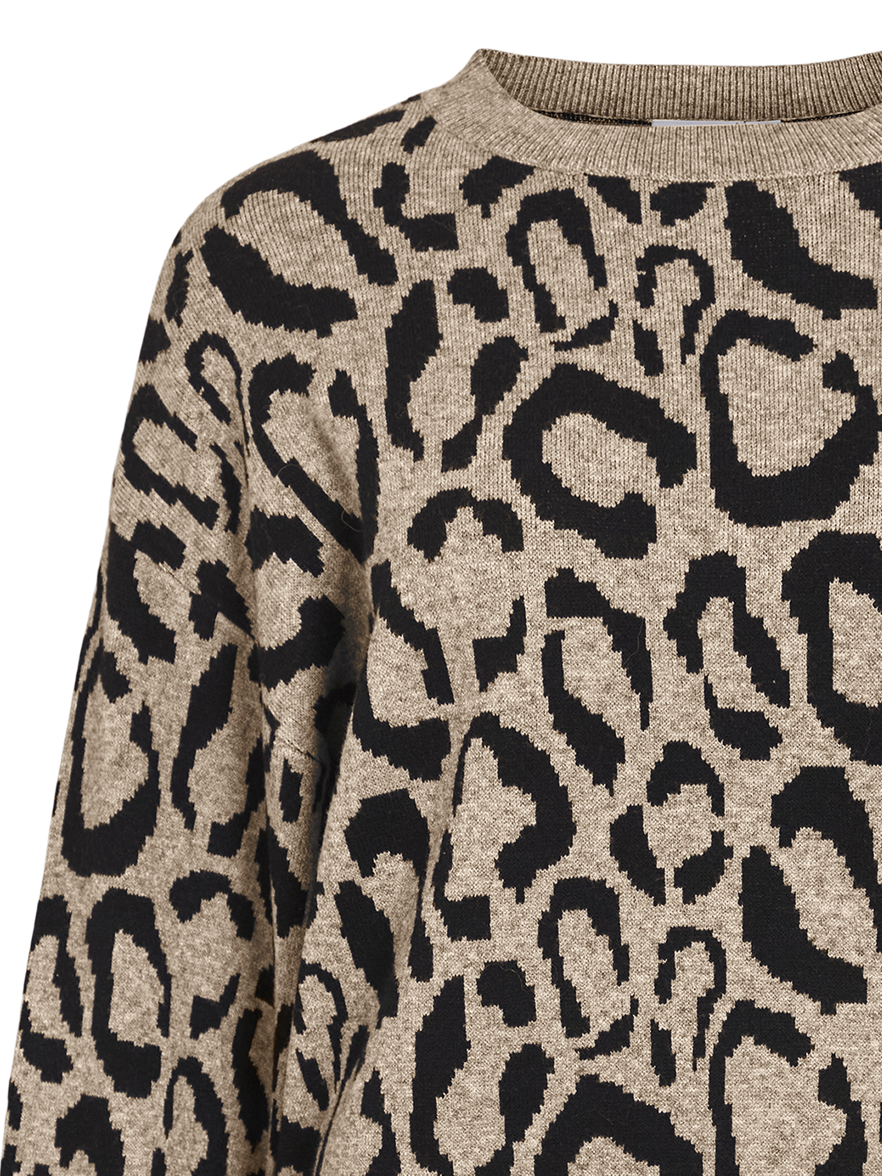 Leopardenmuster Strickpullover Rundhalsausschnitt Leopardenmuster Strickpullover Rundhalsausschnitt