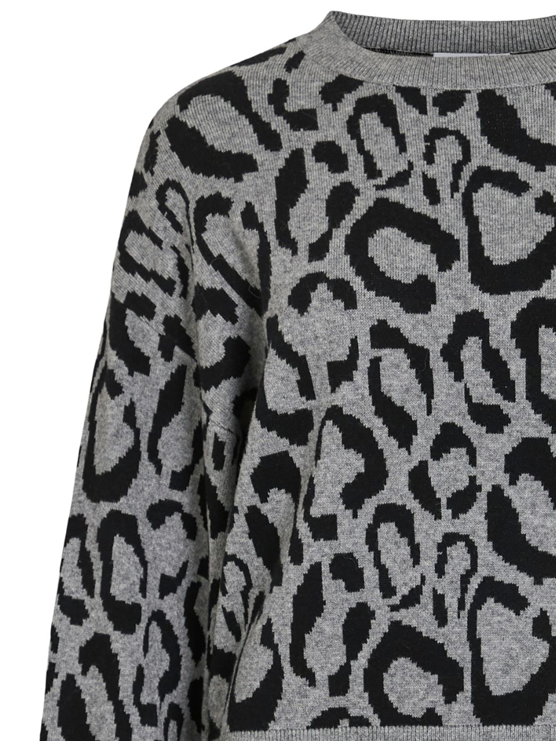 Leopardenmuster Strickpullover Rundhalsausschnitt Leopardenmuster Strickpullover Rundhalsausschnitt