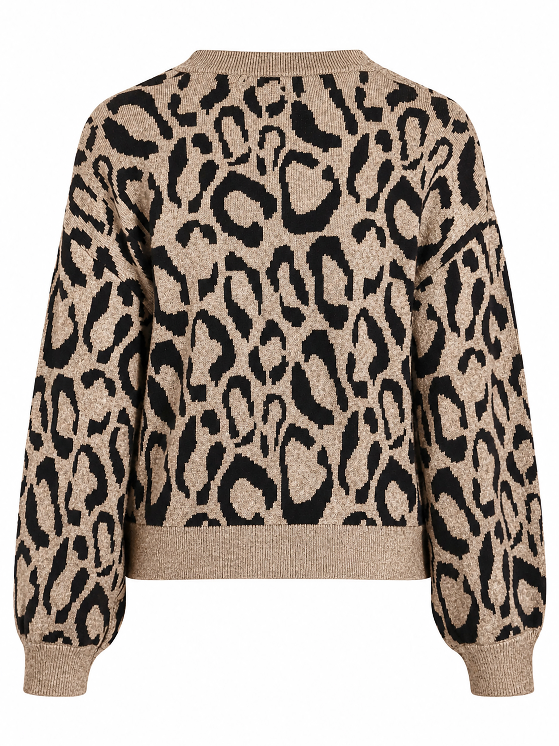 Leopardenmuster Strickpullover Rundhalsausschnitt Leopardenmuster Strickpullover Rundhalsausschnitt
