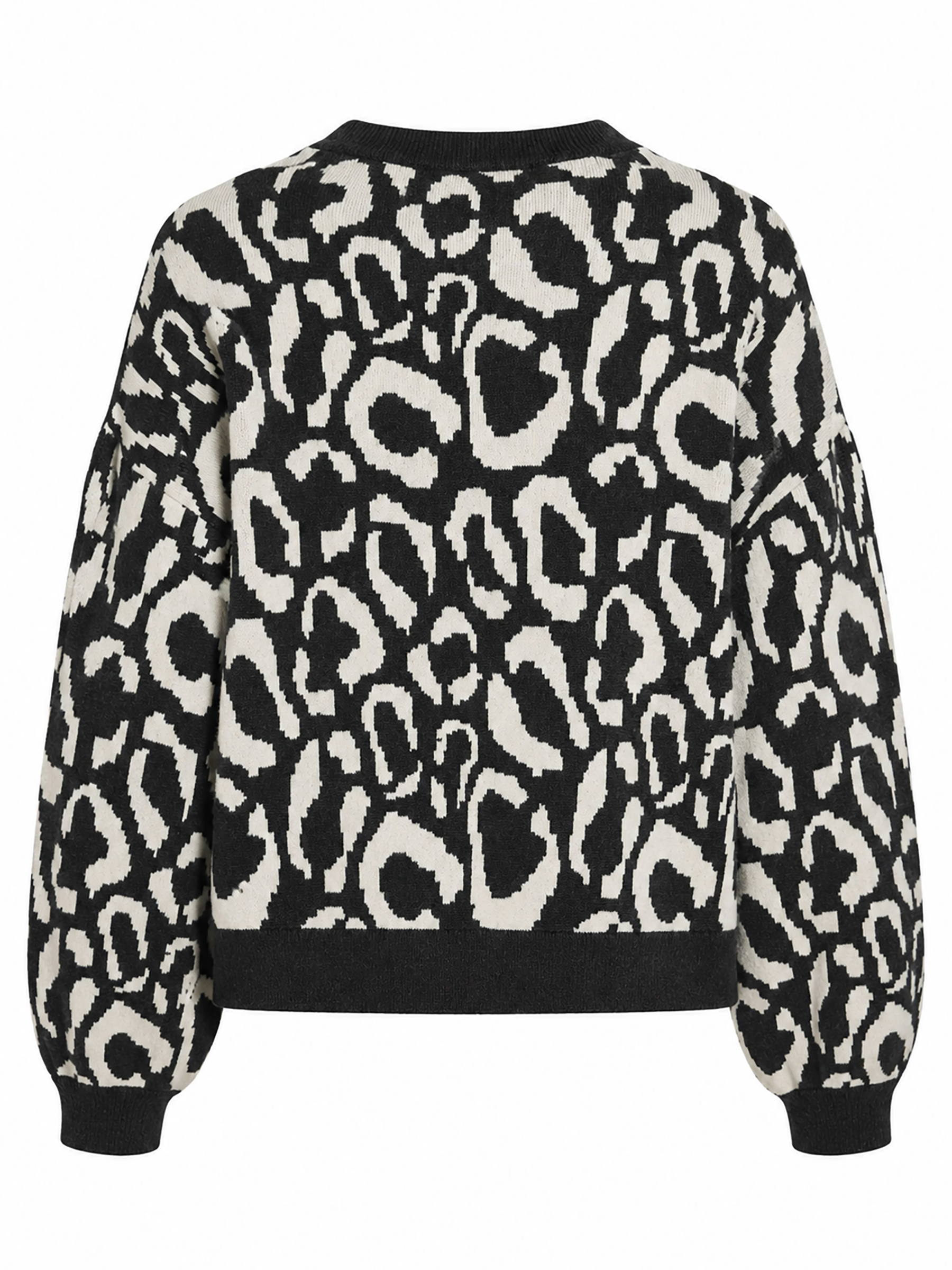 Leopardenmuster Strickpullover Rundhalsausschnitt Leopardenmuster Strickpullover Rundhalsausschnitt