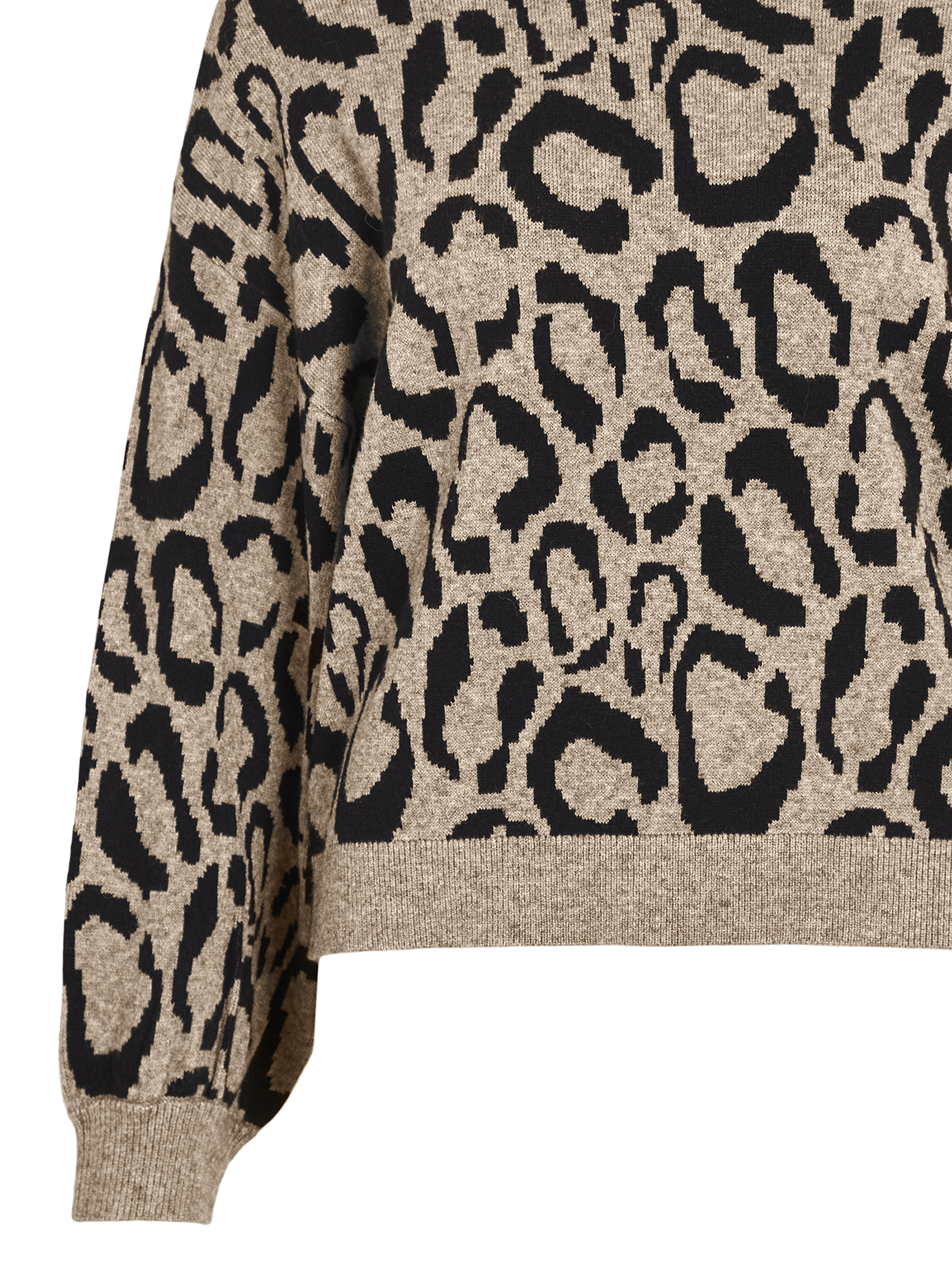 Leopardenmuster Strickpullover Rundhalsausschnitt Leopardenmuster Strickpullover Rundhalsausschnitt