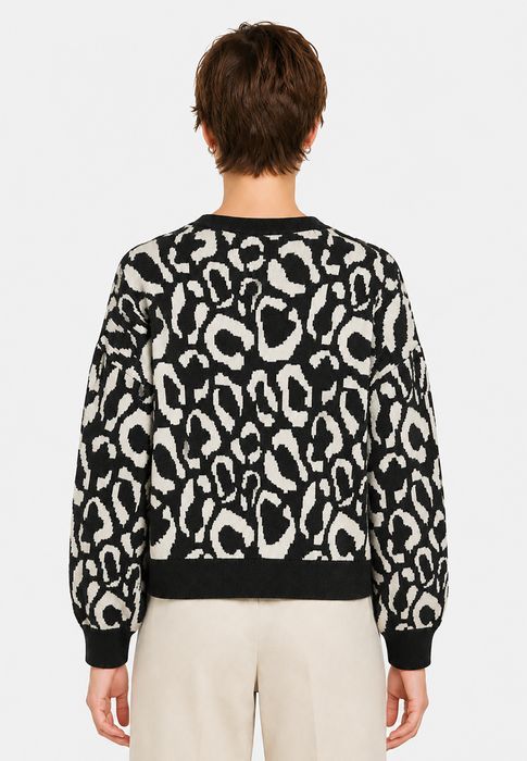 Vila Leopardenmuster Strickpullover Rundhalsausschnitt – Schwarz, Bild 5