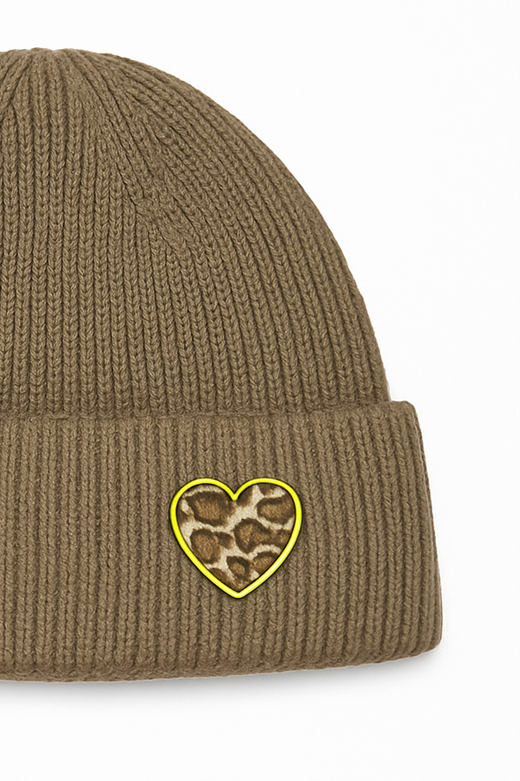 wärmend Strickmütze Umschlag gerippter Look Motiv Patch Herz wärmend Strickmütze Umschlag gerippter Look Motiv Patch Herz