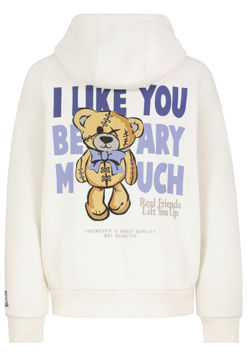 Sublevel Lässiger Hoodie mit Motiv-Print und humorvollem Slogan – Weiß, Bild 3