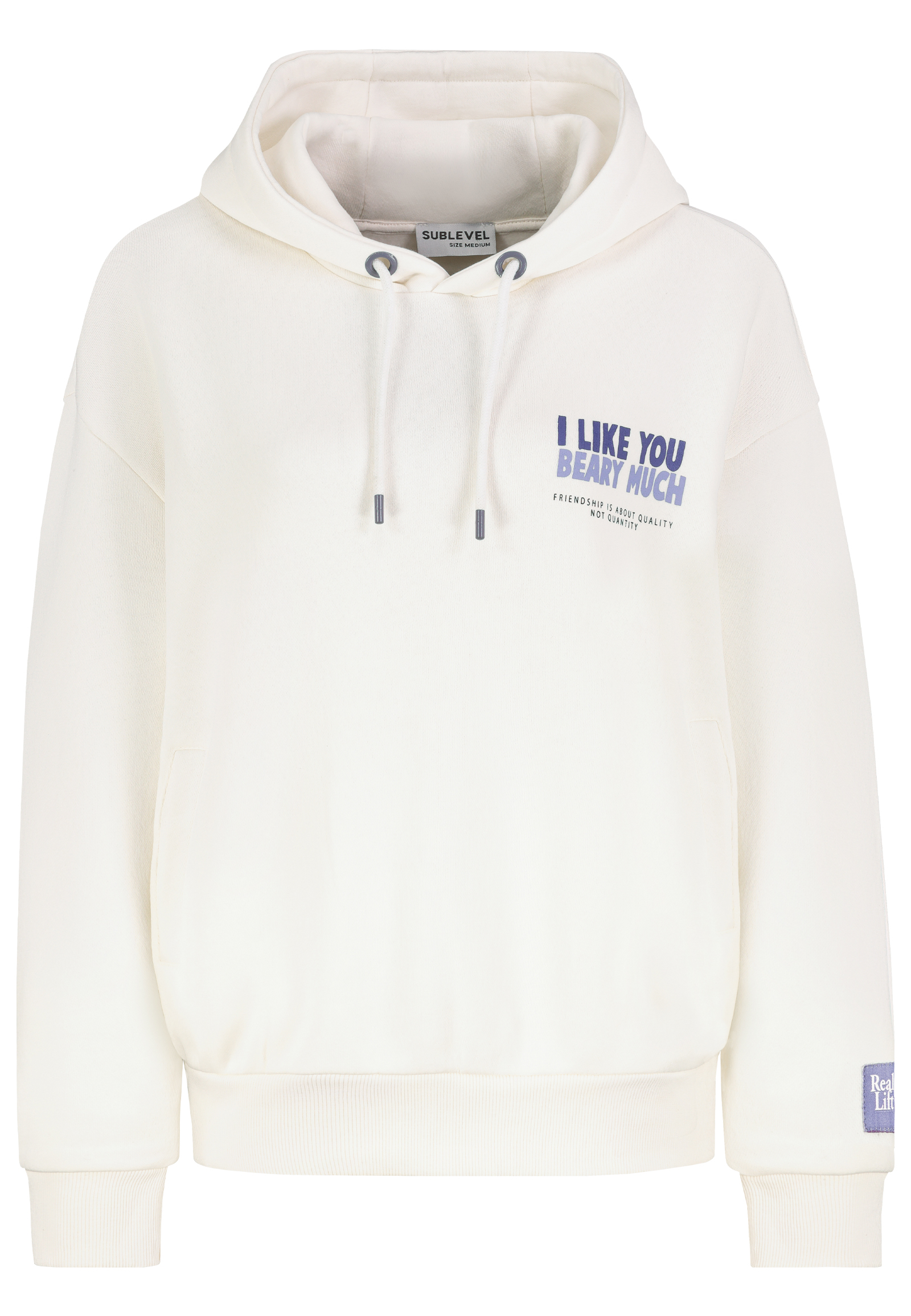 Sublevel Lässiger Hoodie mit Motiv-Print und humorvollem Slogan – Weiß, Bild 1