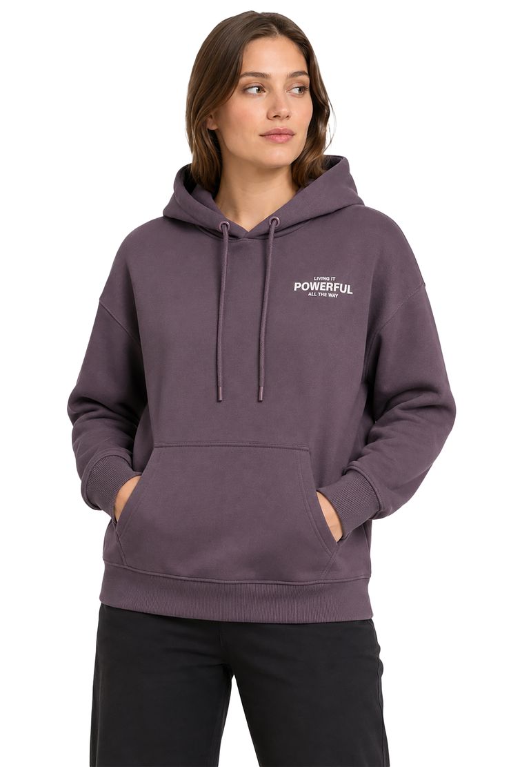 Sublevel Hoodie mit Power-Statement-Print und Kapuze Good Vibes – Lila, Bild 2