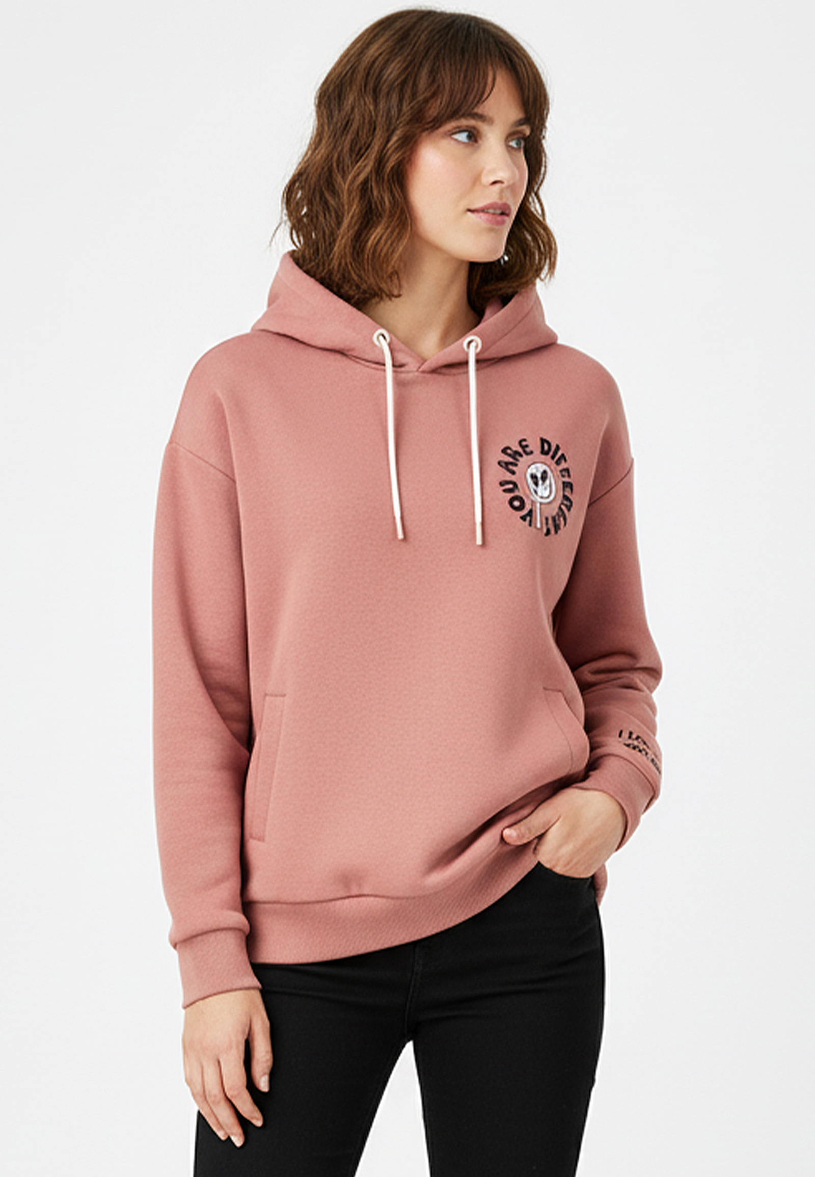 Trendiger Hoodie mit Blumenmotiv und lustigem Grafikdesign Trendiger Hoodie mit Blumenmotiv und lustigem Grafikdesign