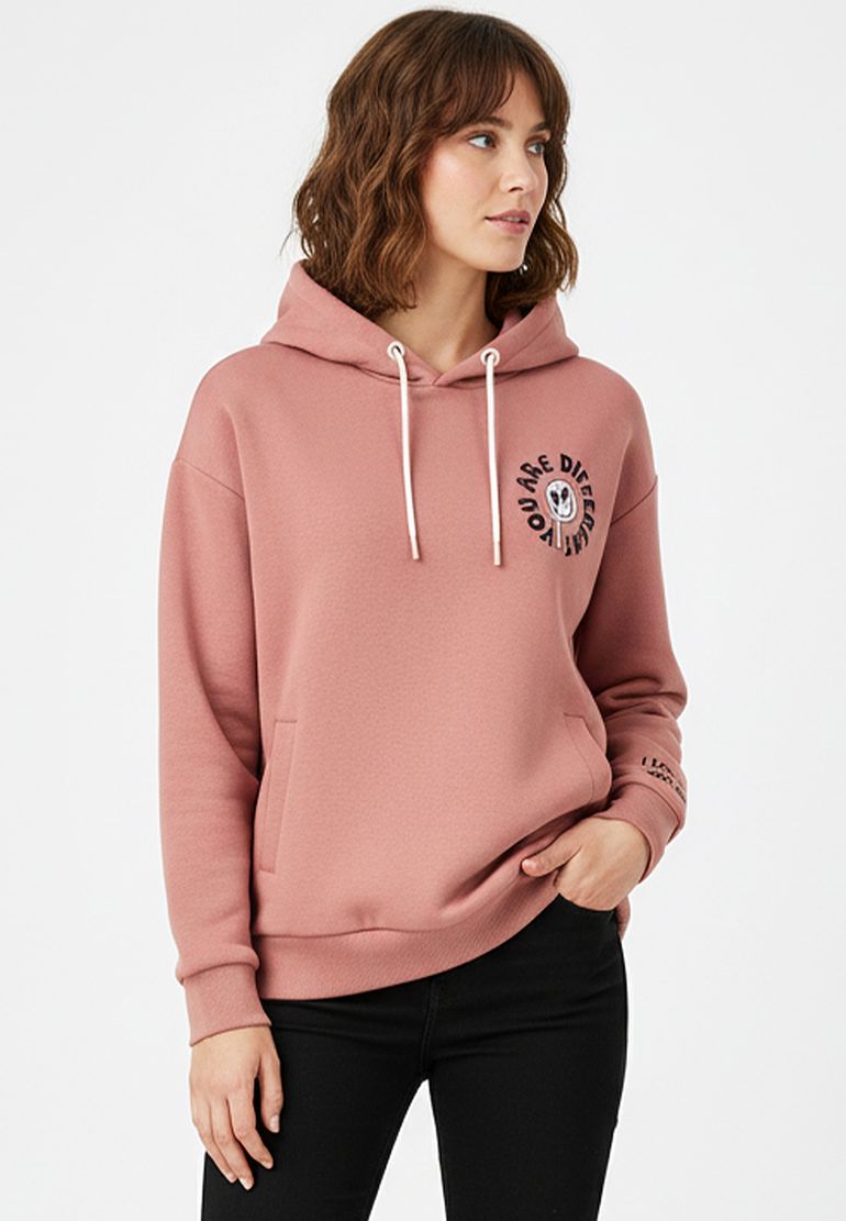 Sublevel Trendiger Hoodie mit Blumenmotiv und lustigem Grafikdesign – Rot, Bild 1