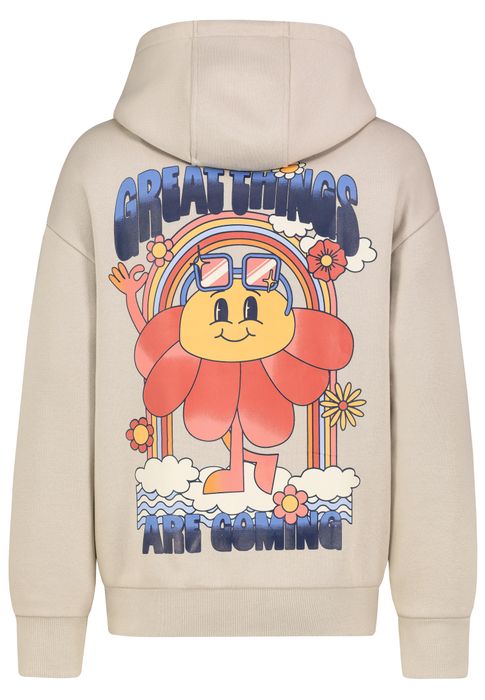 Sublevel Hoodie mit Positive-Print und Kapuze lustiges Design – Beige, Bild 4