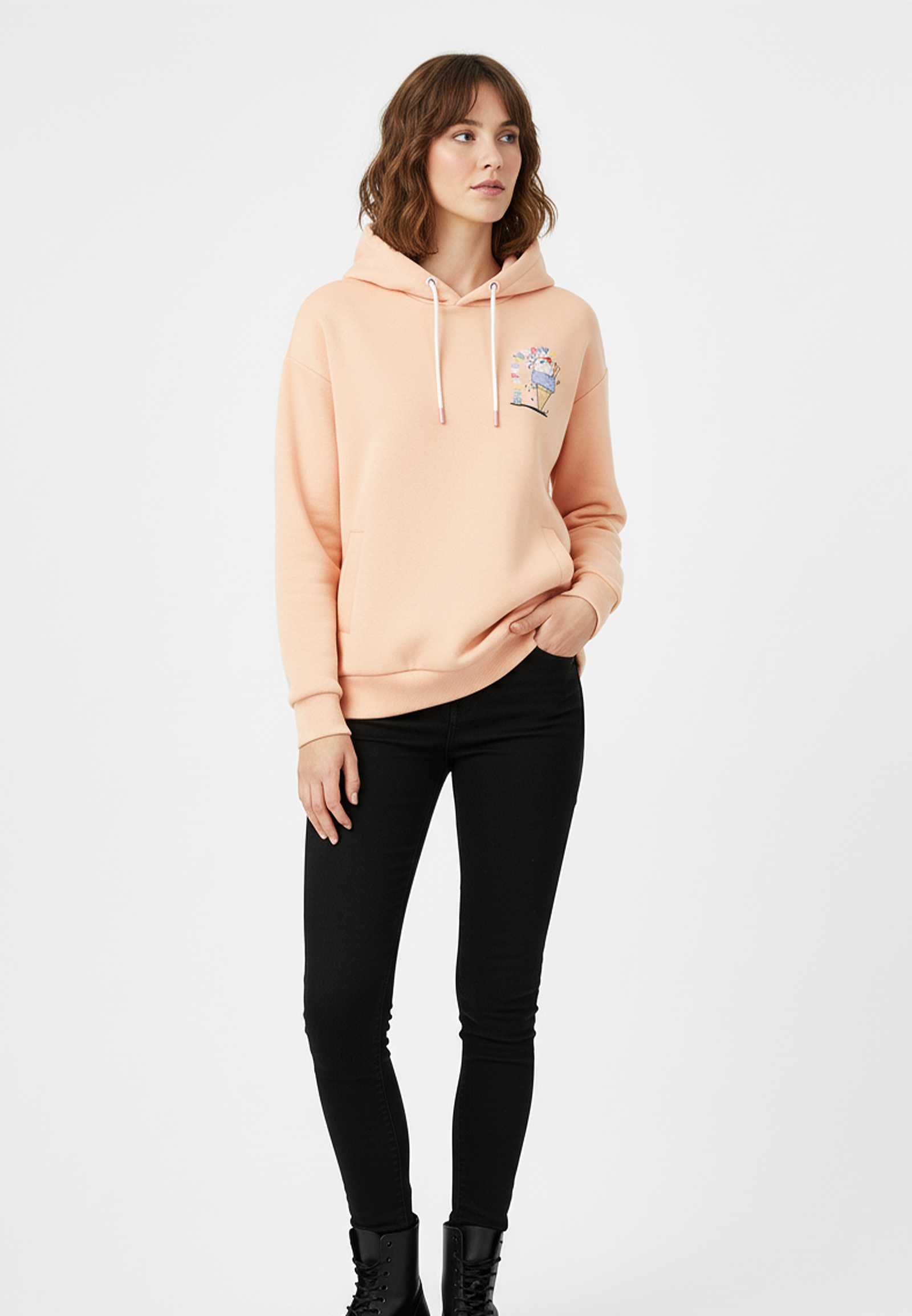Sublevel Hoodie mit Positive-Print und Kapuze lustiges Design – Orange, Bild 2