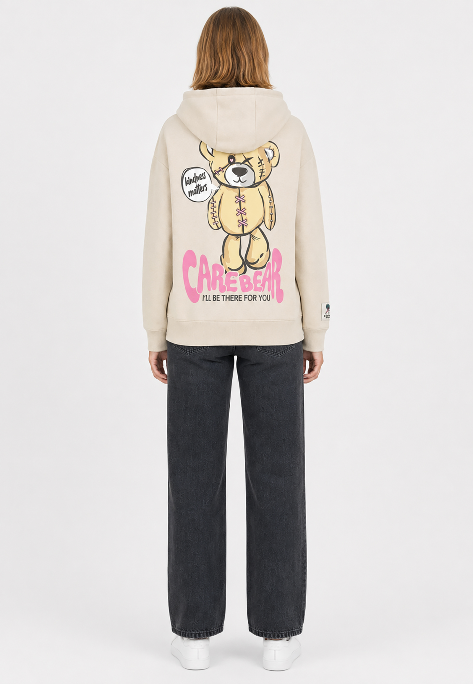 Sweatshirt mit lustigem Print und Kordelzug-Details Sweatshirt mit lustigem Print und Kordelzug-Details