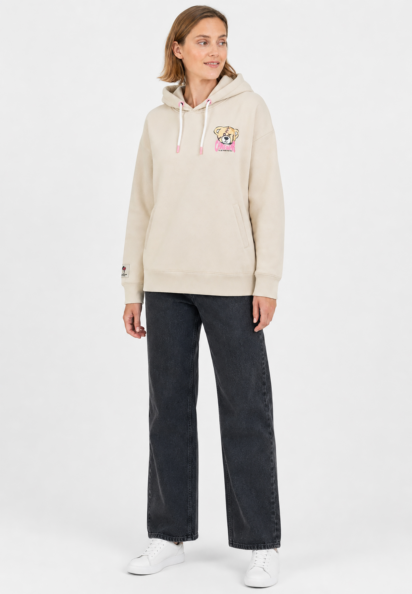 Sweatshirt mit lustigem Print und Kordelzug-Details Sweatshirt mit lustigem Print und Kordelzug-Details