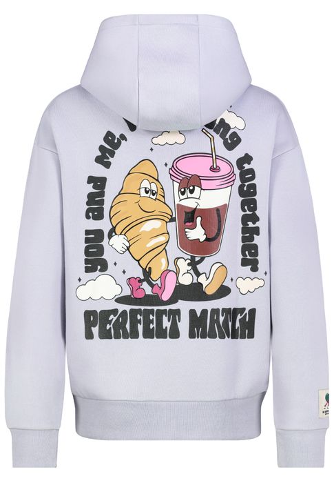 Sublevel Sweatshirt mit lustigem Print und Kordelzug-Details – Lila, Bild 8