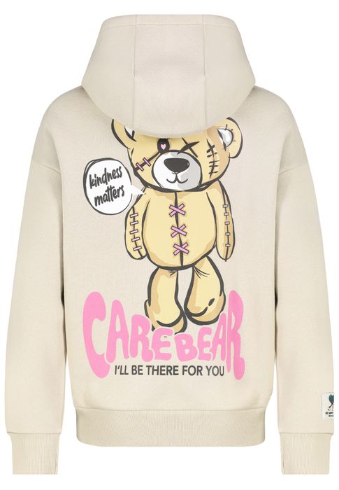 Sublevel Sweatshirt mit lustigem Print und Kordelzug-Details – Beige, Bild 8