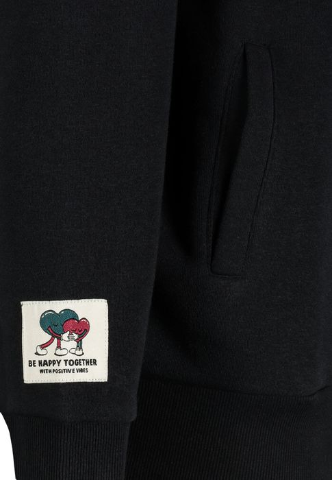 Sublevel Sweatshirt mit lustigem Print und Kordelzug-Details – Dunkelgrau, Bild 6