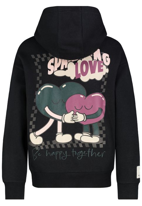 Sublevel Sweatshirt mit lustigem Print und Kordelzug-Details – Dunkelgrau, Bild 8