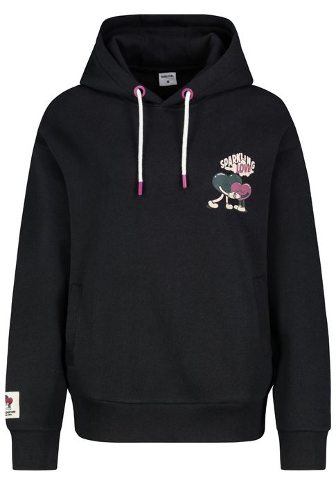 Sublevel Sweatshirt mit lustigem Print und Kordelzug-Details – Dunkelgrau, Bild 4