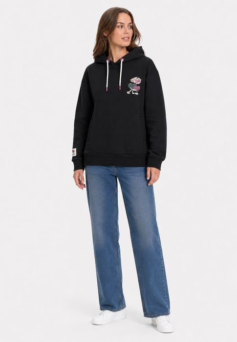 Sublevel Sweatshirt mit lustigem Print und Kordelzug-Details – Dunkelgrau, Bild 3