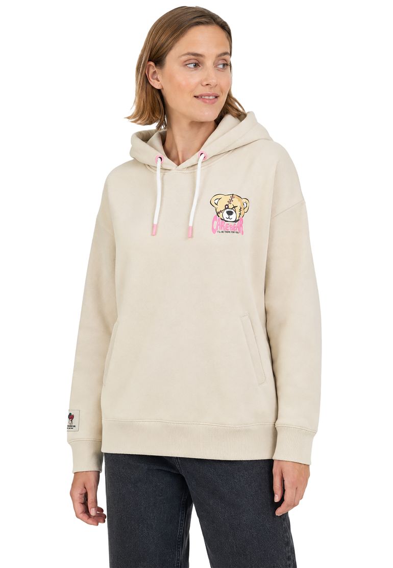 Sublevel Sweatshirt mit lustigem Print und Kordelzug-Details – Beige, Bild 2